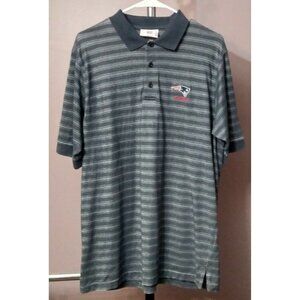 PATRIOTS NFL Men's Medium Short Sleeve Polo Shirt Navy Blue Gray Red